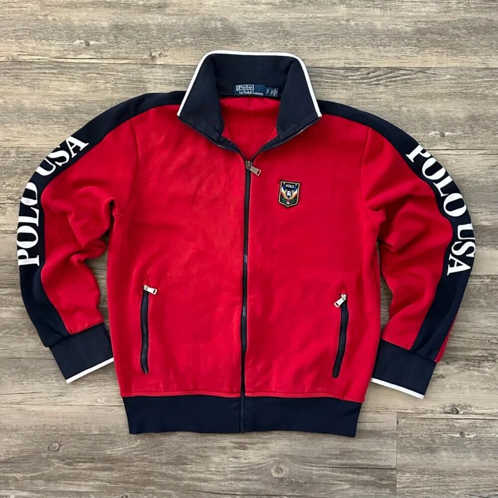Polo Ralph Lauren Suicide Ski Shield Spellout Full Zip Sweater Size Small